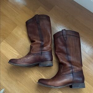 Brown Leather Frye Cowboy Boots